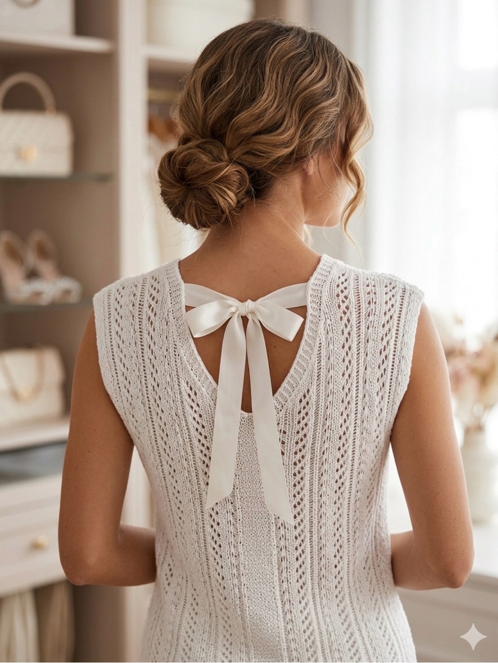Loft  White Knit Tie-Back Dress
